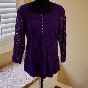 Ladies midsleeve t-shirt with lace detail